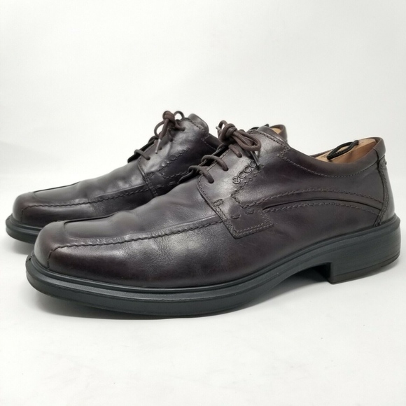 Ecco Mens Brown Lace Up Leather Dress Shoes - Picture 2 of 8
